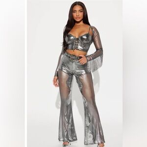 Silver metallic fringe set